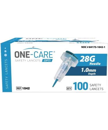 ONE-CARE OPTI Safety Lancets 28G x 1.0mm - Top Button Activated Gentle MiniFlow 100 Pack - Buy Internationally - Buy Online on GoSupps.com