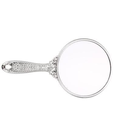 Minkissy Mirror with Handle Vintage Handle Mirror Cute Mirror Vanity Mirror Travel Hand Mirror Hand Mirrors with Handle Cosmetic Mirror Beauty Mirror Hairdressing Mirror Handheld Woman Abs Silver