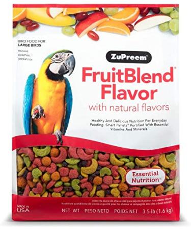 ZuPreem FruitBlend Flavor Pellets Bird Food for Large Birds (Multiple Sizes) - Daily Blend Made in USA for Amazons, Macaws, Cockatoos FruitBlend 3.5 Pound (Pack of 1)