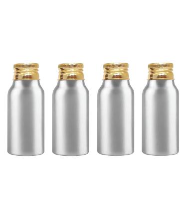 Zeoabsy 4 pieces 30 ml of empty round silver aluminum bottle with aluminum screw lid gold 30ml screw bottles made of aluminum for filling for cosmetics essences oil bathroom hotel travel 30ml gold