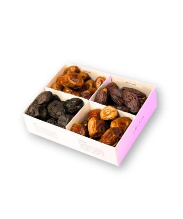 odilia Odilia Palm Harmonie Discovery Box 500g Exclusive Organic Date Variety | 4 elegant varieties: Ajwa Sukkari Monefie Medjool | Vegan gluten-free no added sugar | Luxurious gift idea