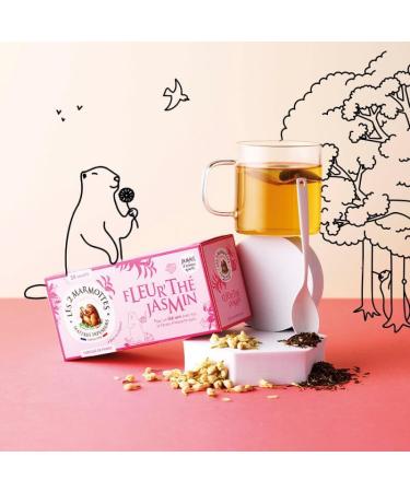 Les 2 Marmottes Fleur th Jasmin - 100% ORGANIC floral green tea with jasmine - Relaxing and soothing - For breakfast - 30 Sa - Buy Online on GoSupps.com