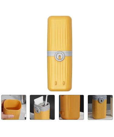 Portable Travel Toothbrush Set with Holder - Wall-Mounted Magnet Yellow | Toothpaste Cup & Outdoor Organizer - Buy Online on GoSupps.com