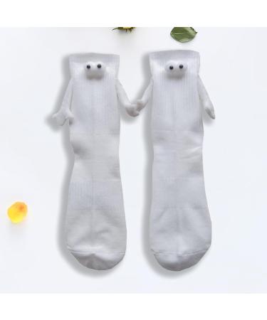 Gencokok Magnetic Couple Socks | 3D Doll Mid-tube Socks | One Size White | 1 Pair - Buy Online on GoSupps.com