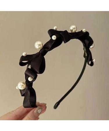 JSGHGDF Pearl Bowknot Headbands for Woman Girls Knotting Hairband for Spa Delicate Hairband for Girls Taking Photo Black - Buy Online on GoSupps.com