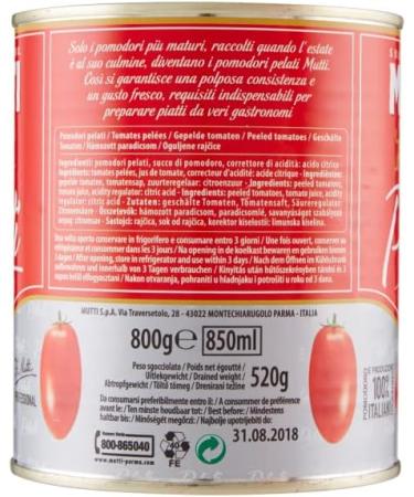 Mutti Pomodori Pelati Peeled Tomatoes 100% Italian Tomatoes 800g (Pack of 12) - Buy Online on GoSupps.com