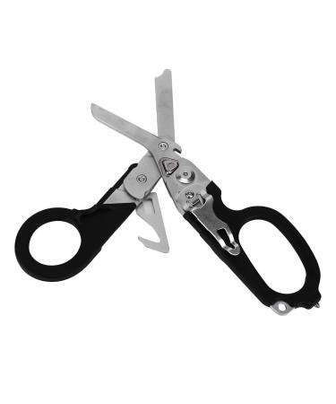 Bradoc emergency scissors first aid scissors foldable multifunctional scissors for medical specialist personnel for coping with emergency situations portable stainless steel scissors for camping trips silver silver