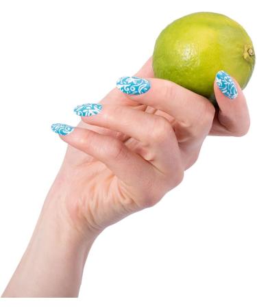 Glamsy Nail Film - Maui Wowi Blue & White Pattern Nail Wraps | 24 Ultra-Thin Self-Adhesive Foils for Long Adherence - Buy Online on GoSupps.com