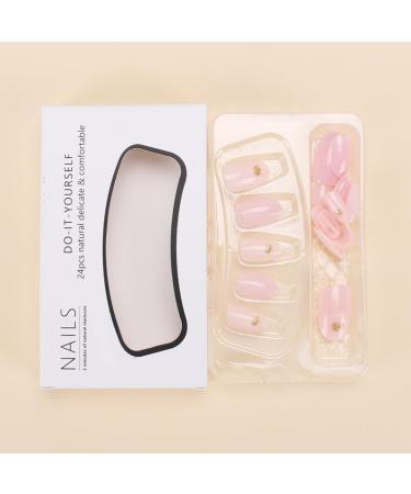 24Pcs/Set Press On Nails Naked Wearing Nail Powder Moisturizing Lotus Medium Long Oval False Nails Fake Nails Full Cover Nails Tips Artificial Finger Manicure Press on nails for Women and Girls - Buy Online on GoSupps.com