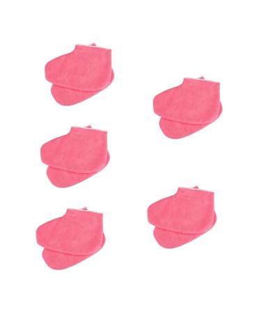 Beaupretty 5 Pairs Paraffin Glove Paraffin Wax Foot Cover Paraffin Wax Mitts and Booties Paraffin Foot Wax Heat Socks Foot Mask Paraffin Glove Lotion Socks Wax Socks Gloves Care Red