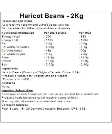 Haricot Beans (Navy Beans) - 2kg - Cooking - Dried - Vegan - Buy Online on GoSupps.com