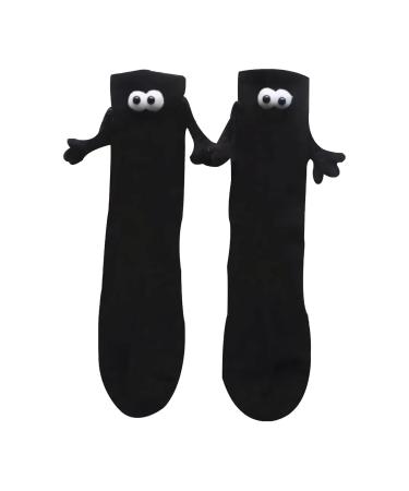BIVOO Funny Magnetic Suction 3D Doll Socks Socks Holding Hands Couple Socks Mid-Tube Socks Magneti Black 1pcs