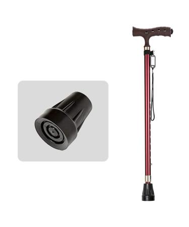 Folding Walking Cane Teleswalking Stick with Led Light Ergonomic Handl Crutches Aluminum Alloy Height Adjustable Mobility Aid for Elderly Non-Slip Base (Red 5) Bright Day Red 2