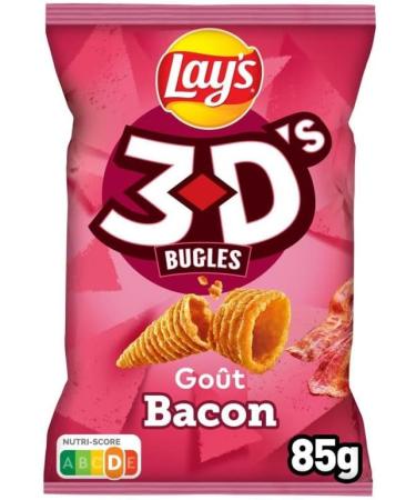  G n rique LAY'S 3D'S Bacon - 3D Crispy for Aperitif - 85g Bag of Smoked Bacon Savory Cookies - Ideal for Sharing - Pack of 4 - Buy Online on GoSupps.com