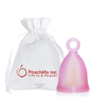 Mini Ring Menstrual Cup with Loop Stem Pull | Reusable Silicone Feminine Care | Small Soft Peachcup