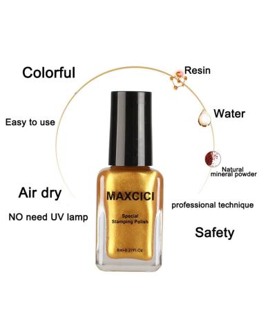 8ML Solid Color Nail Art Stamping Polish Set - 8 Colors Including White, Black, Golden, Silver - For Image Print Manicure - Nail Plate Printing - Buy Online on GoSupps.com