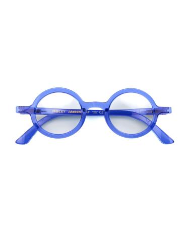 LONDON MOLE Eyewear | Moley Reading Glasses | Round Glasses | Cool Readers | Stylish Reading Glasses | Men's Women's Unisex | Spring Hinges Transparent Blue 3.0 x