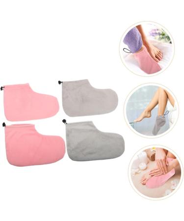 PLAFOPE Housse De Paraffine Pour Pieds 2 Paires Taille Unique Bande lastique Hydratante Soin Des Pieds Th rapie Domicile Couleur Rose Clair Et Gris - Buy Online on GoSupps.com