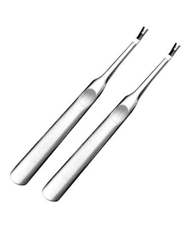 Artibetter 2 Piece Cuticle Cutter Metal Cuticle Pusher Remover Dead Skin Fork Trimmer Nail Art Tool Accessories