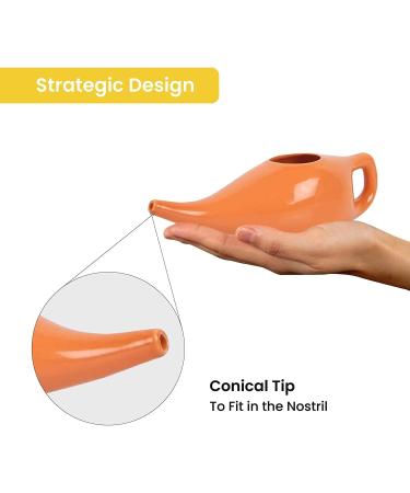 Porcelain Ceramic Neti Pot for Nasal Cleansing Sinus and Passages | Orange Colour - Buy Online on GoSupps.com