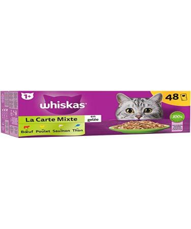 Whiskas meals - 48 bags fresh - la carte unisex (4 varieties) - wet food for adult cats in jelly - complete & balanced wet food suitable for sterilized cats