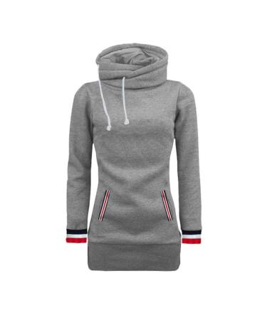 Bigfanshu Women's Girl Winter Warm Hooded Long Sleeve Blouse Coat Sweatshirt Pullovers Tops Gray