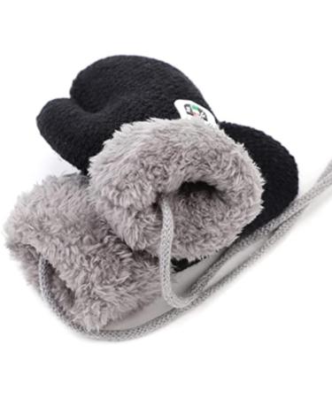 0-3Y Kids Knitted Mittens with Hanging Neck String Thicken Soft Plush Thermal Winter Warm Gloves Full Finger Cycling Biking Sports Gloves for Baby Infant Children Toddler Girls Boys Black - Buy Online on GoSupps.com