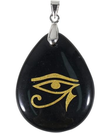 Stainless Steel Onyx Black Agate Bracelet with Obsidian Necklace Set - Eye of Horus Lucky Charm Pendant - Natural Gemstone Jewelry Set - Buy Online on GoSupps.com