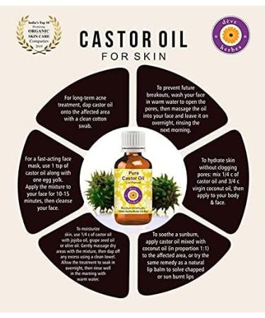  Deve Herbes Deve Herbs Pure Castor Oil (Ricinus communis) with glass dropper natural therapeutic grade cold pressed 50 ml - Buy Online on GoSupps.com