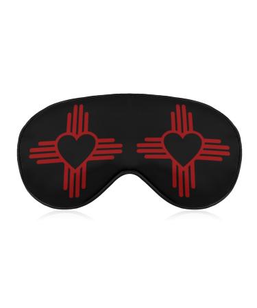 Zia with Heart Symbol - New Mexico State Flag Sleep Mask Eye Cover for Sleeping Blindfold with Adjustable Strap Blocks Light Night Travel Nap for Men Women