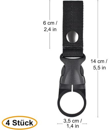 Thirei Water Bottle Holder Clip - 4 Pack Nylon Key Ring Clips with Belt Buckle for Camping & Hiking - Durable Black Outdoor Accessories - Buy Online on GoSupps.com