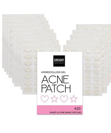 Hydrocolloid Acne Pimple Patch Heart and Star Shape 420 Patches - Acne Treatment For Breakout Conceals Acne Reduces Pimples and Blackheads