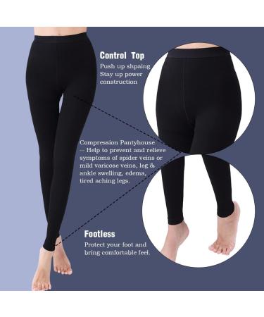Women's 20-30 mmHg Compression Leggings for Varicose Veins & Swelling - Black Medium Footless Tights - Buy Online on GoSupps.com