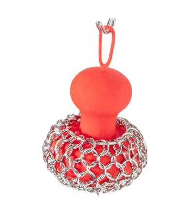 ALGONETO Cast Iron Chainmail Scrubber Cast Iron Skillet Cleaner for Fry Pan Cleaner Cast Iron Skillet Cleaner Chain Red