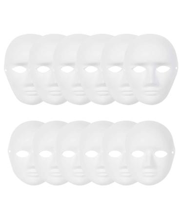 12 Pack DIY Full Face Masks Paper Mache Art Masks White Craft Mask Paintable Masks Blank Costume Masks for Mardi Gras Masquerade Cosplay Dance Party Halloween Party to Decorate