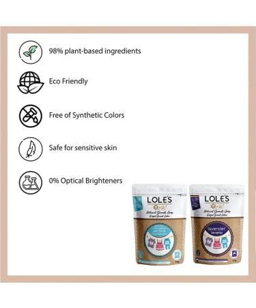 LOLE'S Natural Granule Laundry Soap - Lavender (1000g) | Eco-Friendly & Vegan | Gentle for Newborn & Baby Clothes - Buy Online on GoSupps.com