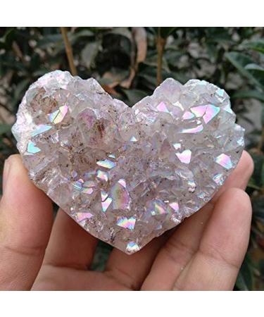Natural Crystal Rough 6-7cm Quartz Crystal Titanium Bismuth Silicon Cluster Heart Rainbows Stones