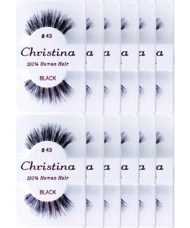 Christina 12 Pack False Eye Lashes Style 43 1 Pair (Pack of 12)
