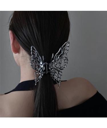 2 Pack Butterfly Metal Large Hair Claw Clips for Women - Retro Black/Silver Hair Jaw Clips - Strong Hold for Thick Hair - Fashionable Hair Accessories for Girls - Buy Online on GoSupps.com