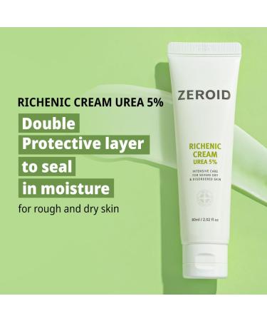ZEROID Richenic Cream with Urea 5% - Intensive Korean Dermocosmetic Skincare for Dry Skin (2 oz./60 ml) - Duo Pack - International Shipping Available - Buy Online on GoSupps.com