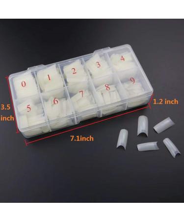 WINCANG 1000 PCS French Acrylic Nail Tips | Half Cover Clear/Natural False Nails | 10 Sizes for DIY Nail Art | Includes French Box | Nail Salon Quality - Buy Online on GoSupps.com