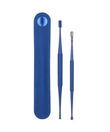 Ear Cleaning Tool Set Soft Two-Tips Ergonomic Ear Curette Kit Portable Ear Wax Discharging Supplies for Kids Adults 360 Degrees Thorough Ear Cleaning Wke-us Blue