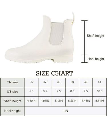 Babaka Women's Waterproof Ankle Rain Boots - Anti-Slip Chelsea Booties in White - Size 5.5 - Buy Online on GoSupps.com