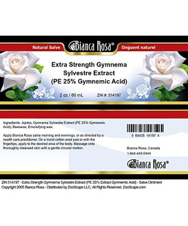 Bianca Rosa Extra Strength Gymnema Sylvestre Extract (PE 25% Gymnemic Acid) - Salve Ointment (2 oz ZIN: 514197) - 3 Pack - Buy Online on GoSupps.com