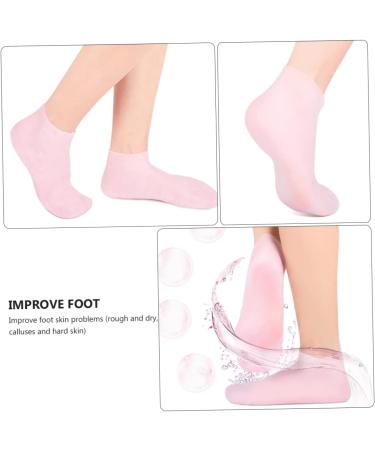 DOITOOL 3 Pairs Sock Overnight Cotton Dry-Proof Foot Moisturizing Gel Booties Skin Soles Soften Cracked Rejuvenate Humidor Gel Moisturizer Feet Spa Sebs Crusty Women's High Heels Pink - Buy Online on GoSupps.com