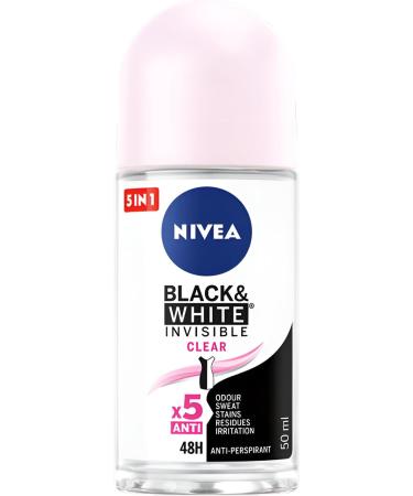 Nivea Roll-on Invisible Black & White Clear Pack of 6 antiperspirant care for every skin type 48 hours Protection against perspiration and delicate care without alcohol 50 ml - Buy Online on GoSupps.com