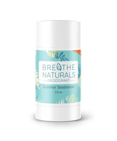 Breathe Naturals | Natural Deodorant for Women Men and Kids 24 Hour Odor Protection Aluminum Free Safe for Sensitive Skin | Summer Seabreeze
