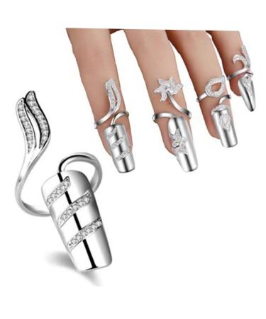 FRCOLOR 3 Set Fingernail Rings - Glitter Rhinestone Nail Decorations for Girls | Cute Nail Art Cover & Claws - International Shipping - Buy Online on GoSupps.com