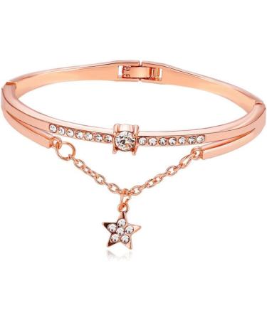 Ultechnovo Sun & Moon Crystal Pearl Bracelet Set - Stylish Gemstone Cuff for Women | 3-Piece Ros gold Design - Buy Online on GoSupps.com