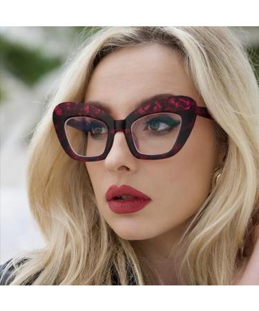 REAVEE 3 Pack Oversized Reading Glasses for Women - Blue Light Blocking Stylish Large Frame Computer Readers | Black Red Flower Design - Perfect for Comfort & Style - Buy Online on GoSupps.com